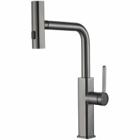 MIXXUS MOZ-014 GRAPHITE Смес.для кух.с выдвижной лейкой (4 реж.) из нерж.ст. SUS304 (граф)(10 шт/ящ)