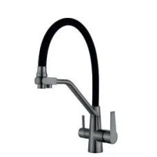 MIXXUS FUL-021 GRAPHITE REFL.BLACK Смес.для кух.с сил.изл.из н.ст.SUS304 с вых.для пит.воды(10шт/ящ)