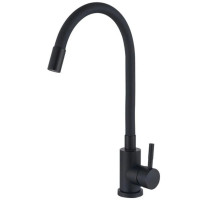 MIXXUS SEO-011 BLACK REFL.BLACK Смес. для кухни с сил. изл. из нерж. ст.SUS304 (цв.черн.) (10 шт/ящ)