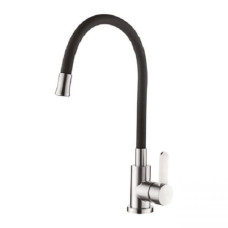 CHAMPION EZA-011 BLACK REFL.BLACK Смес. для кухни с силик. изл. из нерж. стали (изл.черн) (10 шт/ящ)