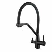 MIXXUS PREMIUM GRAVITY 021 BLACK REFL.BLACK Смес. для кухни (Цвет черн.+силик.излив черн.)(8шт/ящ)