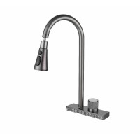 MIXXUS FOL-017 GRAPHITE Смес.для кух.с вращ.изл. и функц."водопад" из нерж.ст. SUS304(граф)(5 шт/ящ)